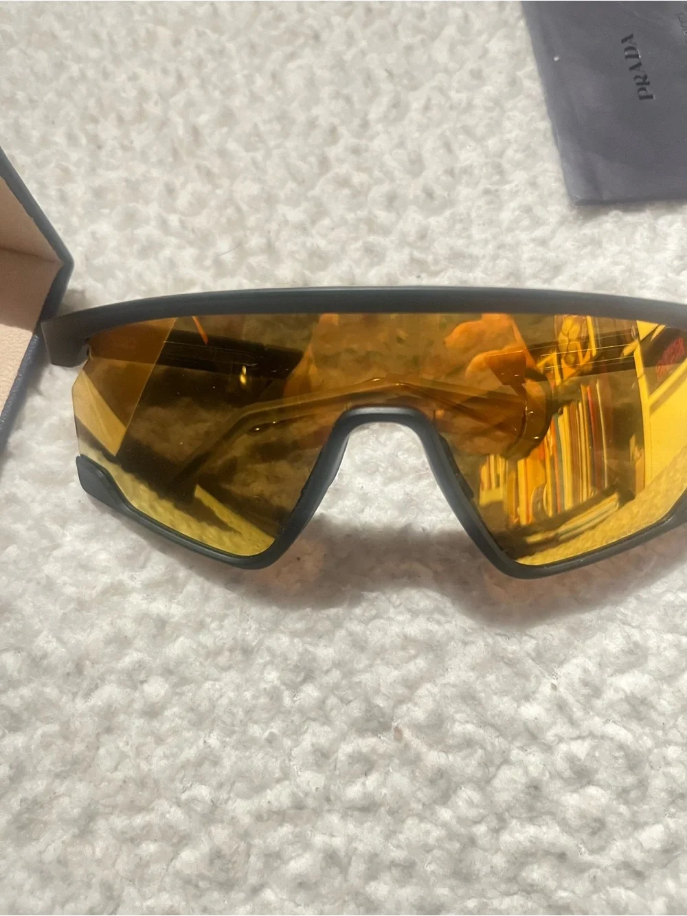 New Oakley Black Frame Sunglasses with Amber Mirror Lens! Comes with case etc